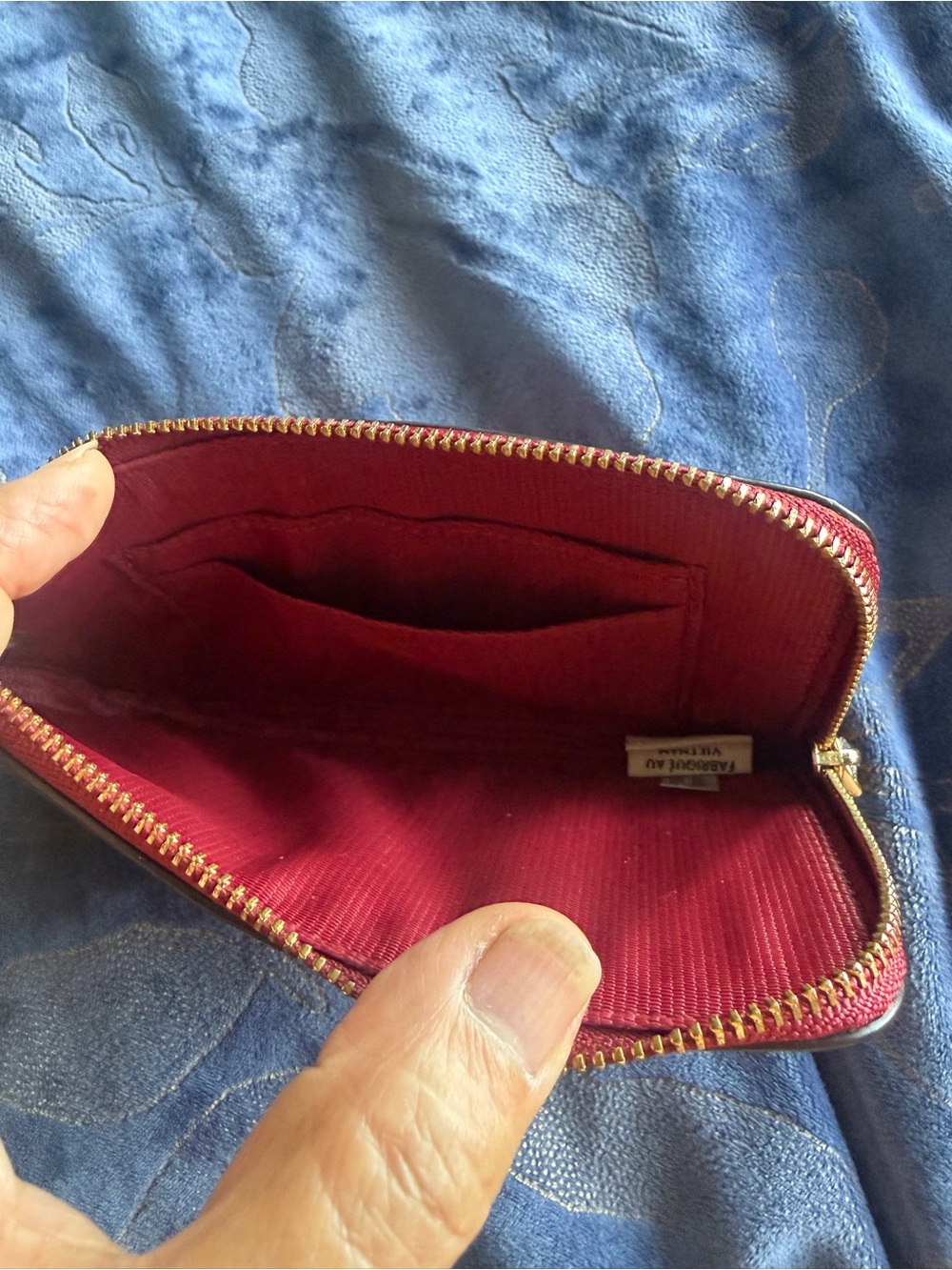 Coach Red Pebbled Leather Chain Wristlet Pouch with Gold Accents - Picture 6 of 16